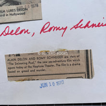 Load image into Gallery viewer, Alain Delon and Romy Schneider - La Piscine / The Swimming Pool. Vintage press photograph Press photo Blicero Books