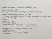 Load image into Gallery viewer, Theodore Roszak - Person/Planet First edition