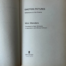 Load image into Gallery viewer, Wim Wenders - Emotion Pictures. Reflections on the Cinema Hardcover 1st edition, 1st printing