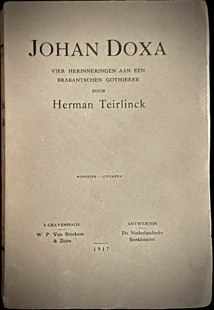 Herman Teirlinck - Johan Doxa Vlaamse Roman Eerste druk