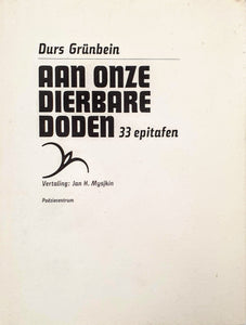 Durs Grünbein - Aan onze dierbare doden. 33 epitafen Books Nederlands