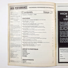 Load image into Gallery viewer, HIGH PERFORMANCE. The original performance art magazine. Issue 21 Periodical Blicero Books
