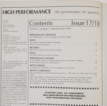 Load image into Gallery viewer, HIGH PERFORMANCE - the performance art quarterly. Issue 17/18 Periodical Rare issue with great Alex Grey cover art
