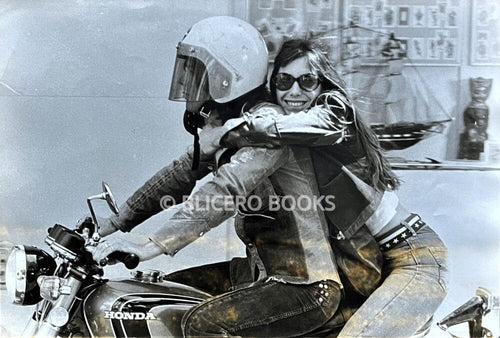 Jane Birkin and Francis Huppert on a Honda motorcycle - Press photograph Photographic prints Jane Birkin!