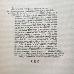 Rainer Maria Rilke - Lettres à Rodin Book in Slipcase Limited Edition