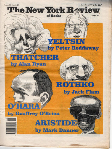 The New York Review of Books. Vol XL, Issue #20, December 2, 1993 Periodical Blicero Books