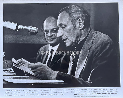 William Burroughs and Allen Ginsberg - 1976 Press photograph Blicero Books